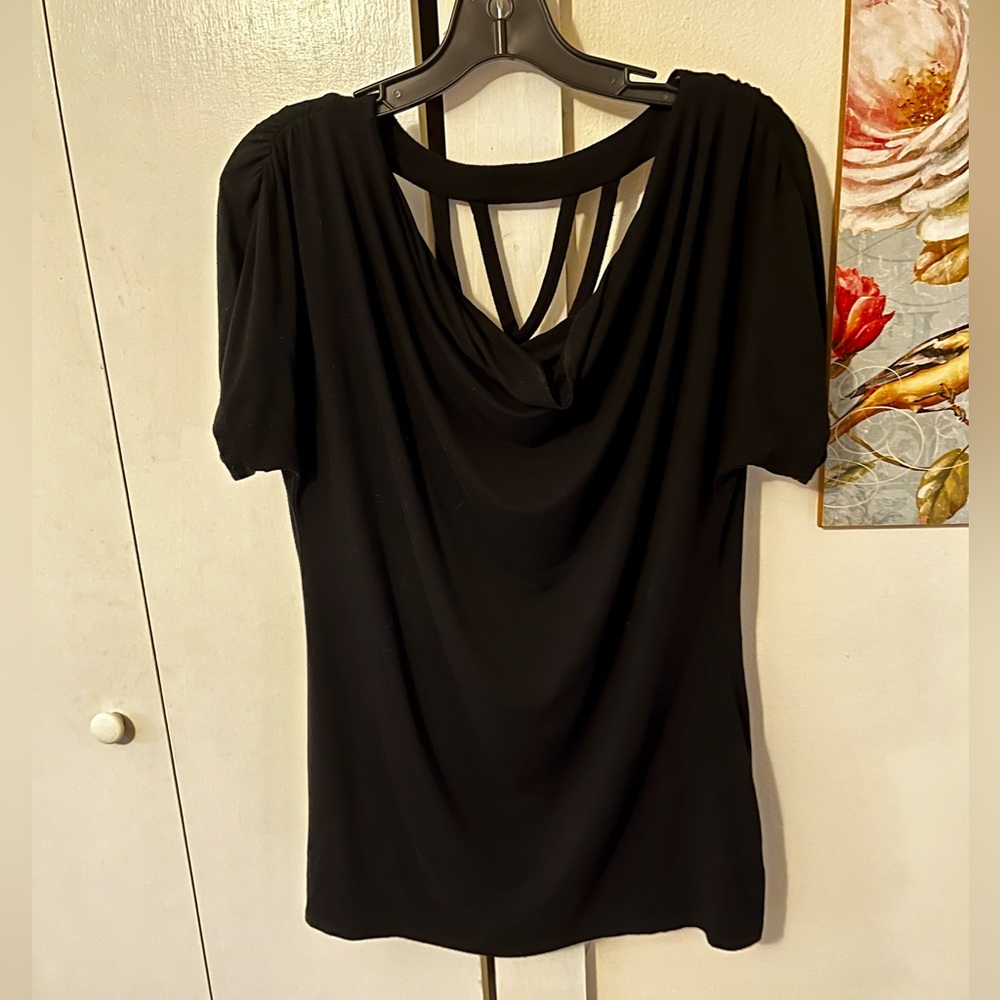 White House Black Market Cowl Neck Short Sleeve Blouse